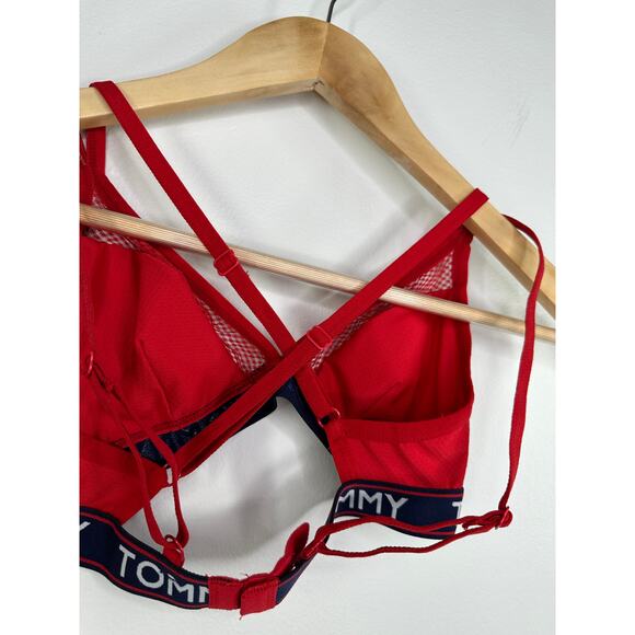 Tommy Hilfiger Red Mesh Trim Triangle Bralette Bra Women's Size X-Small XS NWT - Picture 4 of 7